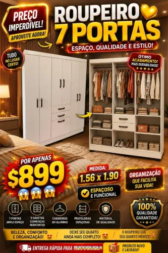 Guarda roupas 7 portas novo 