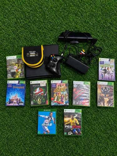 Xbox 360 super Slim + Kinect + Controle Original + 30 Jogos + Cabos Originais