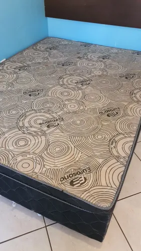 Cama Box Casal + Colchão Pillow Top - Bom Estado