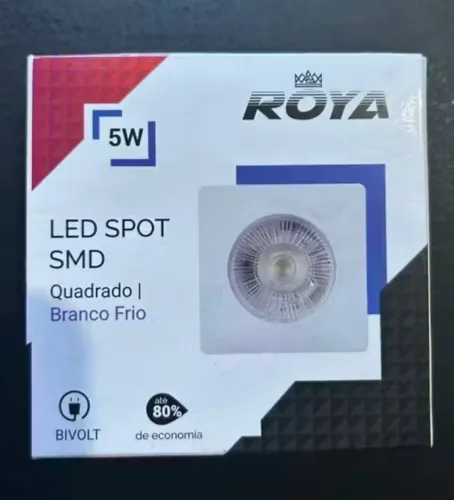 Kit com 8 Spot Led SMD 5W Branco Frio 6K 450lm Fp 0.6 Biv. Marca Roya