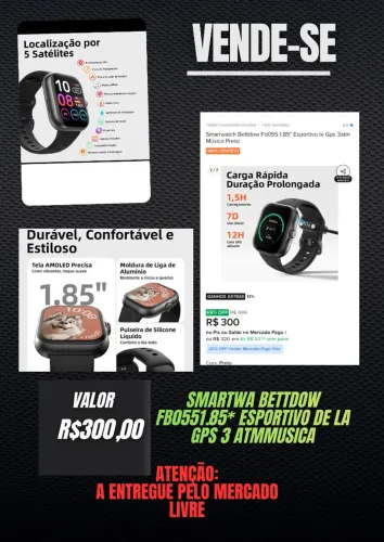 ? Smartwatch Bettdow FB055 1.85" GPS - Preto<br>Eleve sua rotina com o Smartwatch Bettdow