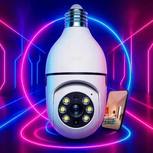 Câmera Lâmpada Wi-Fi 1080p Sensor Movimento 355º Visão Noturna (LEIA A DESCRIÇÃO)