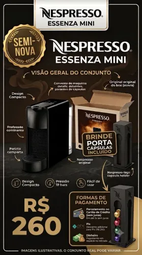 Cafeteira Nespresso Essenza Mini Semi nova + Porta Cápsulas