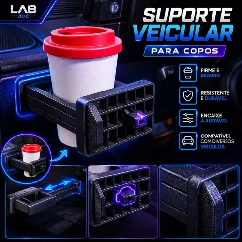 Difusor Ar com Porta Copos e Latas Gol Parati Saveiro Voyage Quadrado 