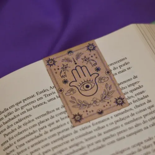 Marca Páginas Magnético Hamsa com Glitter
