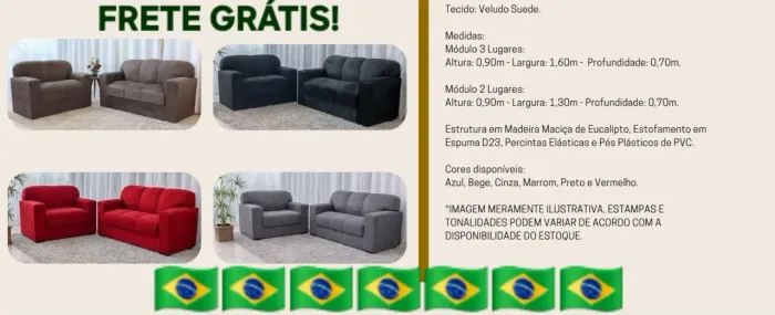 CONJUNTO DE SOFÁ COM FRETE GRÁTIS: ISSO É?...