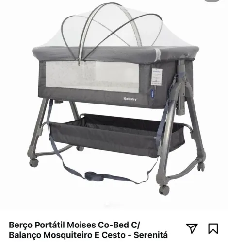 Berço portátil Moisés. Co-Bed com mosquiteiro e cesto