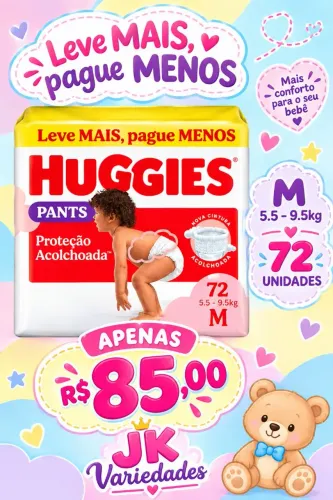 Fralda Huggies shortinho M com 72 unidades