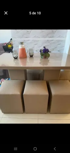 Mesa Retangular com 6 Puff $299,99 Dinheiro ou Pix e RETIRANDO