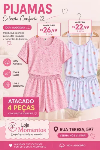 Pijamas em oferta 100%algodao