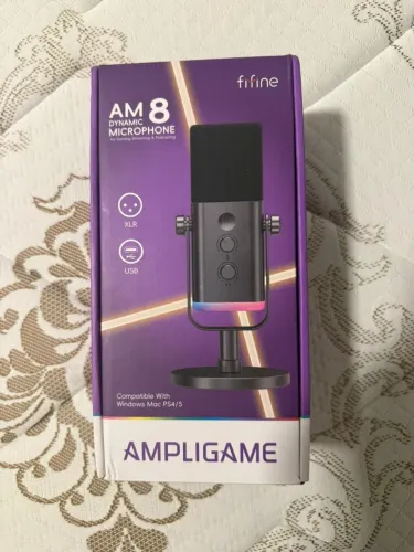 Microfone Fifine AmpliGame AM8 Dinâmico USB/XLR RGB