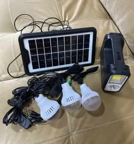 Kit Sistema Solar 3 Lâmpada Led Powerbank Emergência Camping Lanterna Led Acampamento