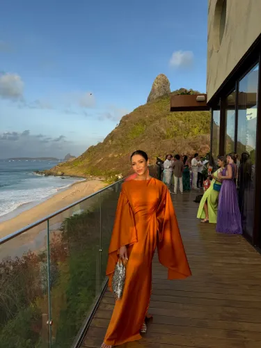 Vestido Festa Longo - convidada ou madrinha laranja