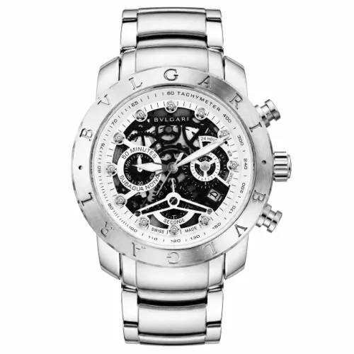 RELOGIO BVLGARI SKELETON PRATA PREMIUM AAA+ 45MM
