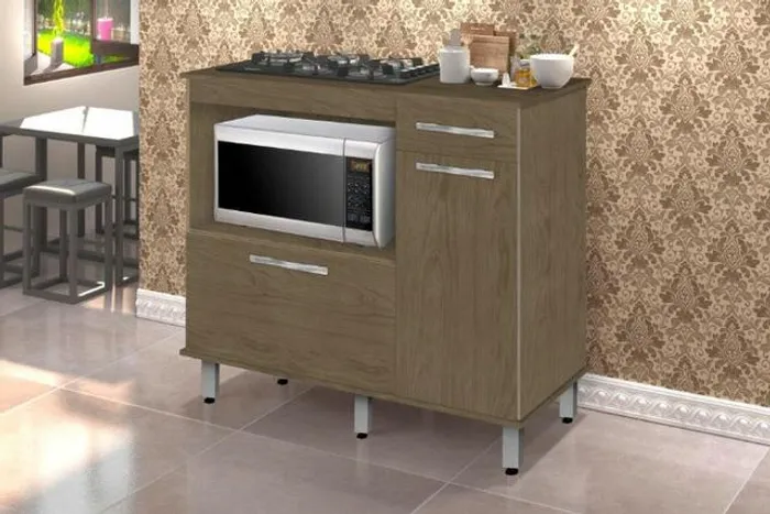 Balcão / Gabinete Átrio modelo p/ cooktop 5 bocas = Frete + Montagem Grátis!