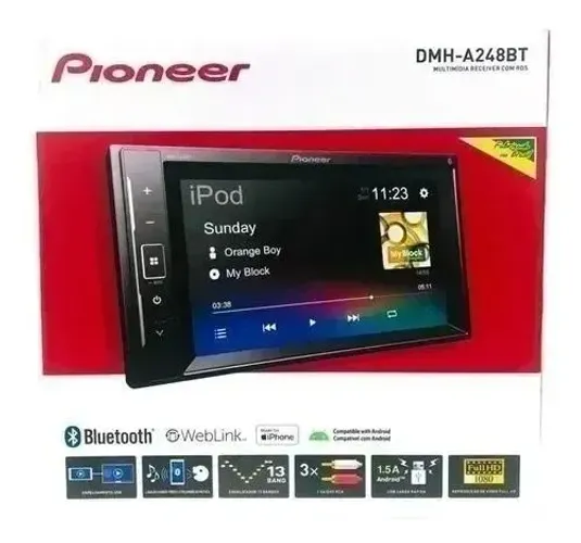 Central Multimídia Pioneer DMH-A248BT 6,2 Polegadas Espelhamento Android iOS Bt Usb