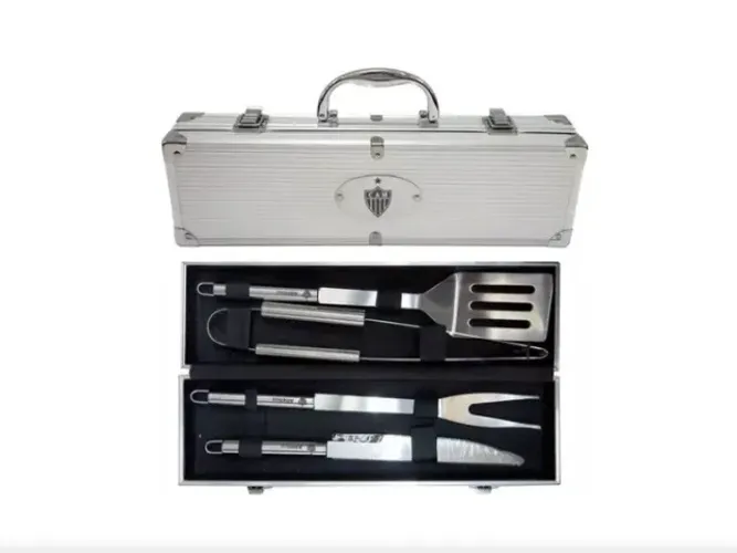 Kit Churrasco Inox C/ 4 Peças Atletico Futebol Licenciado