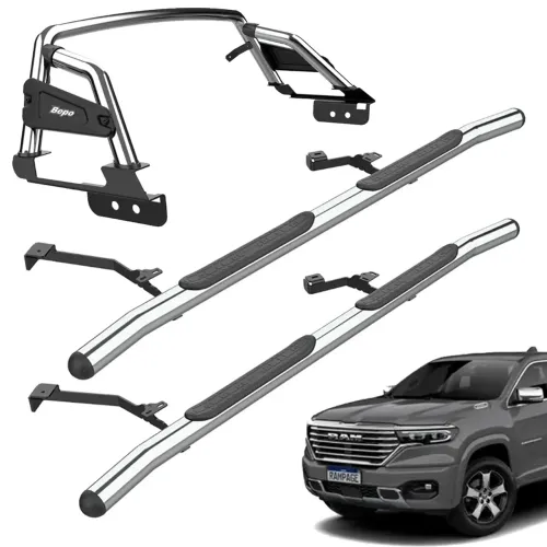 Kit santo antônio e estribo tubular Bepo cromado Rampage 2024