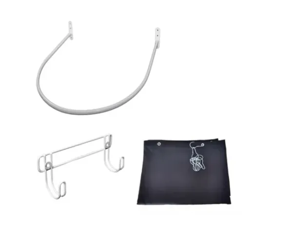 Kit = Provador 90x90 (Branco) + Cortina 1,90x3,20 ( Preta) + Gancho
