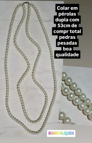 Colar  pérolas dupla longo 53cm