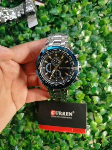 Relógio Curren Masculino Cronógrafo com detalhes em azul