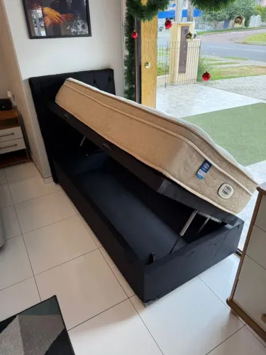Cama box Solteiro BAÚ COM COLCHÃO SIMMONS