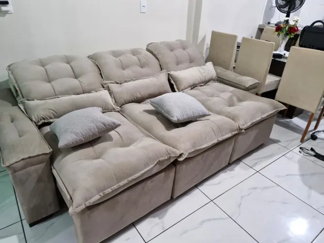 SOFÁ DE LUXO 3 LUGARES RETRÁTIL RECLINÁVEL 
