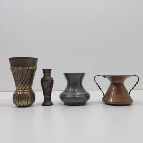 ânfora, vaso indiano em bronze, vaso em cobre e vaso em estanho