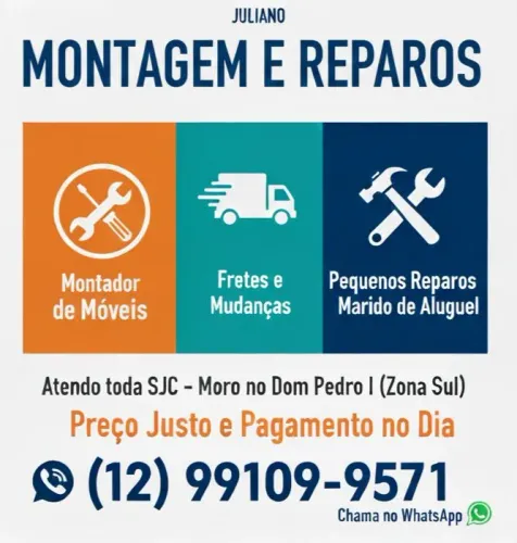 MARIDO DE ALGUEL - PEQUENOS REPAROS - MONTAGEM DE MÓVEIS - FRETES E MUDANÇAS