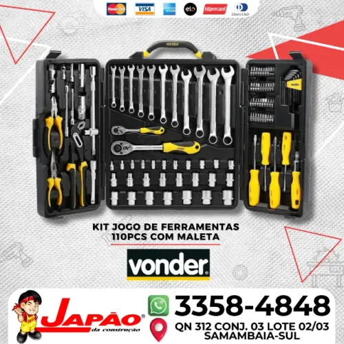 Kit Jogo de Ferramentas 110 Peças + Maleta Vonder Oferta Por Tempo Limitado