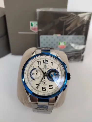 Relógio Tag Heuer Carrera BMW | 44mm | Cronógrafo Gira 100% | Vidro Safira | Aço | Estojo