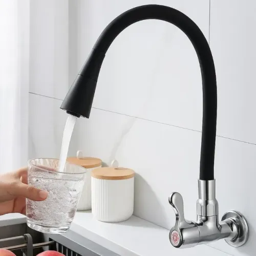 torneira de parede para cozinha flexível de metal gourmet 2 jatos 