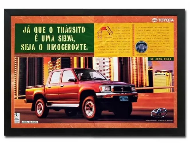 Toyota Hilux quadrada - Quadro decorativo com propaganda original de revista de época