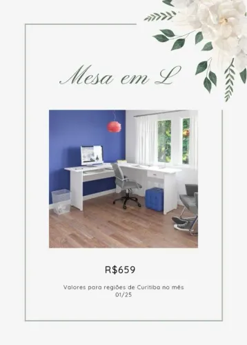 Promoção Mesa Branca em L - 20/01/25
