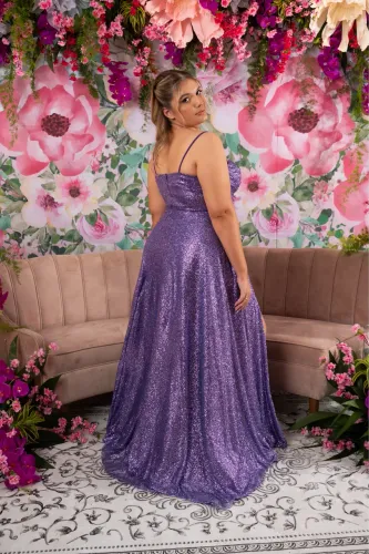 Vestido Roxo Com Glitter 