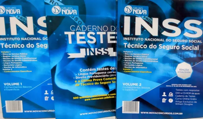 Apostilas INSS - Técnico do Seguro Social - Vol 1 e 2 + Livro Teste com 2 CD 