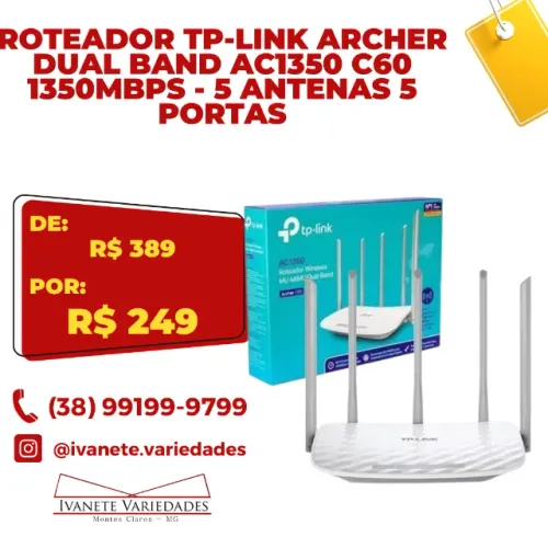 Roteador Tp-link Wireless C60 Ac1350 - Novo