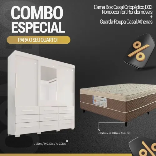 Roupeiro Casal + Cama Box Casal Ortopédico D33 rf543