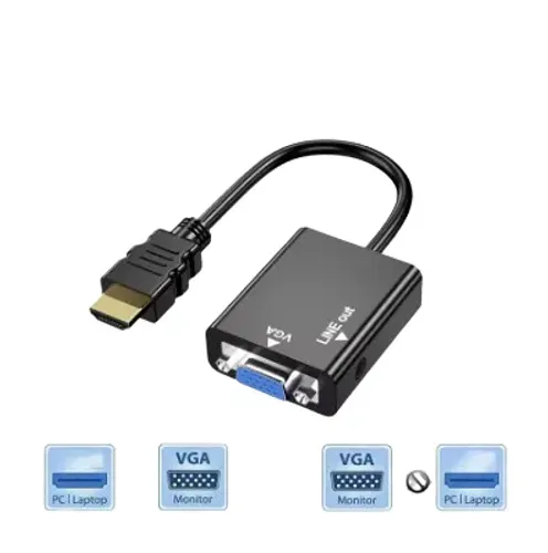 Cabo Adaptador HDMI para VGA com Áudio 3.5mm - Full HD 1080p