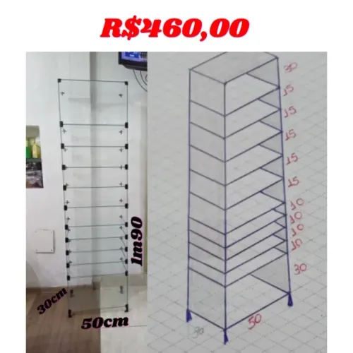 Vitrine Modulada 1m90/50cm/30cm