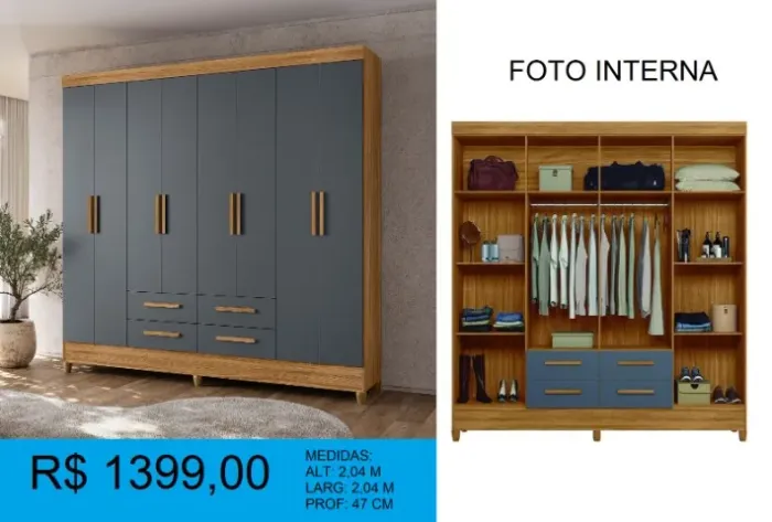 Guarda roupa tamanho casal