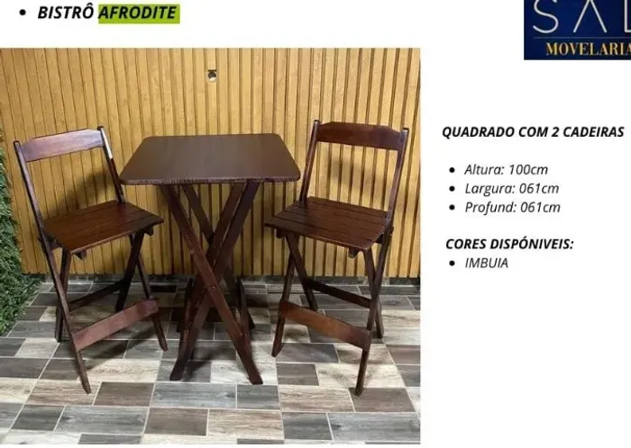 Kit Bistrô com 2 cadeiras dobráveis **produto novo**