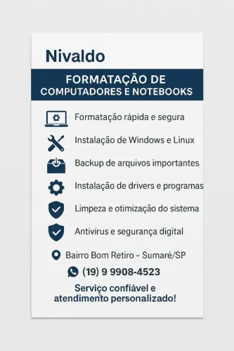 formatação de Pcs e Notebooks