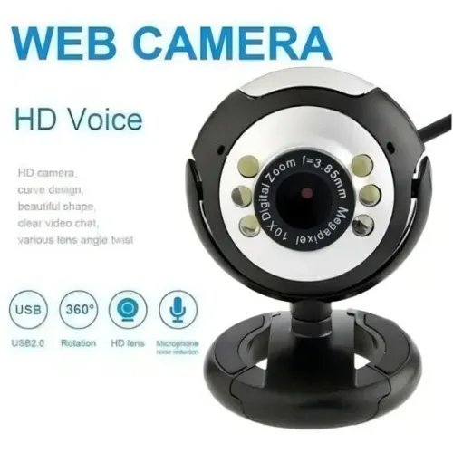 Webcam Lehmox Ley-53 Luz Led 360°g Hd 720p Usb Microfone