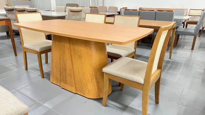 Mesa de madeira 6 lugares completo pronta entrega madeira