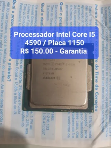 Processador Intel Core I5 4590 - P/Placa Mãe 1150 - Garantia.