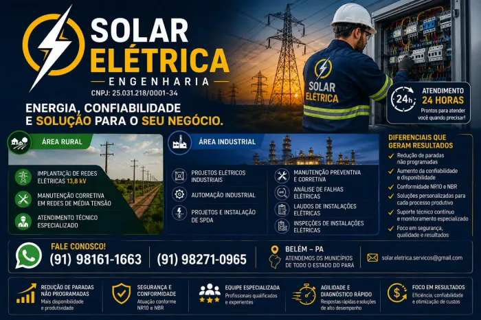 Serviços de eletrica, em zona rural e urbana