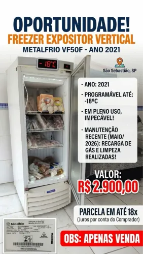 Freezer Expositor Vertical Metalfrio VF50F 220V - Programável até -18°C
