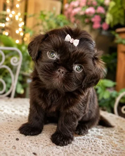 Shih Tzu chocolate sólido fêmea mini