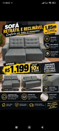 Sofá retrátil reclinável